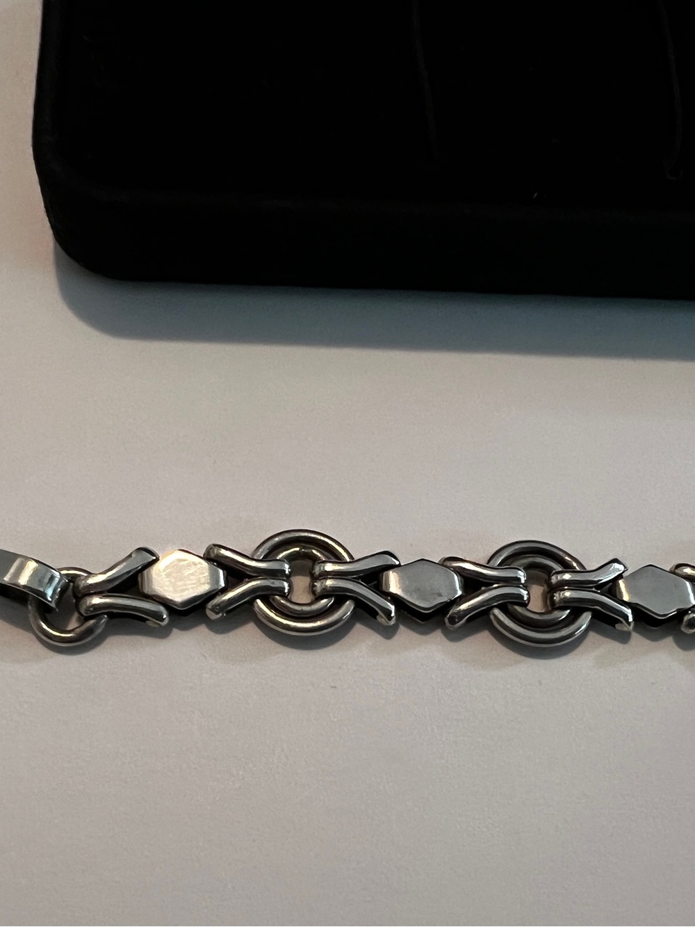 Heavy Vintage 950 Silver with Solid 18k links Bracelet with Box - Picture 6 of 10